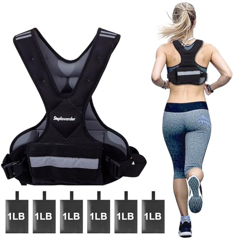 Stepfowarder Gilet lesté pour femmes, hommes et enfants, style X réglable, de 2 à 5 kg, avec bandes réfléchissantes, convient pour la course à pied, l'entraînement du corps, le jogging, la marche (2 à
