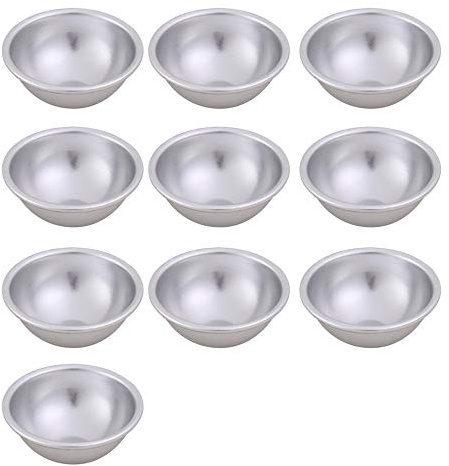 DIY Badebombe Formen, 10 Stück 4,5cm/5,5cm/6,5cm Bath Bomb Molds aus Aluminium, Multifunktional Badekugelformen Seifenform für Hausgemachte Badebomben Cupcakes Handwerk (4,5 cm)