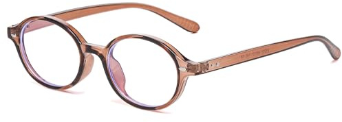 Long Keeper Oval Blaulichtfilter Brille Damen Herren Kleine Runde Anti Blaulicht Computerbrille BlauLicht Blockierende Brille Retro Anti Blendung Gamingbrille