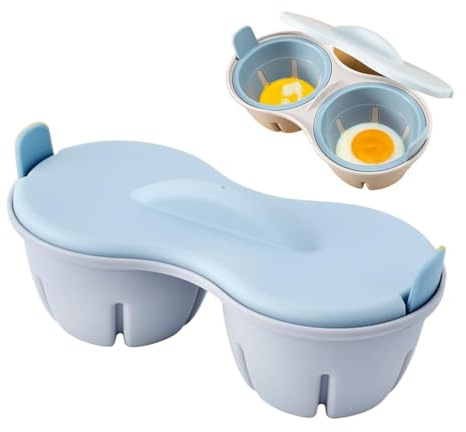 PECHA DE CALDERA DE MICROWAVE, Vaporizador de huevo de microondas - Cocina de cocina de 2 cavidad - Fabricante de huevos escalfado antiadherente con dispositivo de cocina resistente al calor de la tap