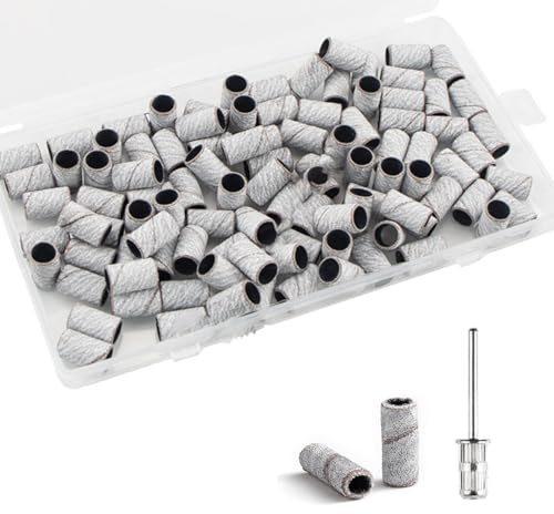 100Ps Small Sanding Bands for Nail Drill, 180/240 Fine Grit Sanding Bands Nail Drill Bits, Electric Nail File 3/32” Professional Bits Cuticle (240 Grit)