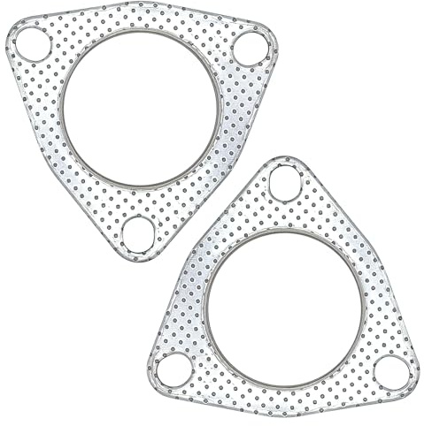 YGQ Exhaust Gasket 3-Bolt Muffler Flange Header High Temperature w/Fire Ring Replacement 2 Pcs (2.5 Inch)
