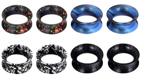 XSDSLS 4 Pairs Silicone Ear Plugs Tunnels Flexible Set 6-20mm Double Flared Expander Ear Gauges Piercing Stretching Flesh Tunnel Plugs for Women Men (Set2, 10MM)