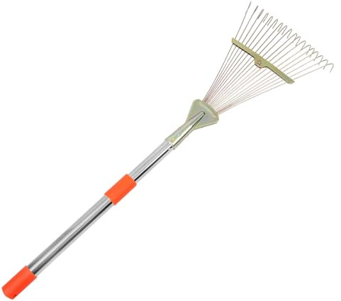 Yardwe Râteau De Jardin Rétractable avec Manche Acier Inoxydable Outil Pratique pour Ramasser Entretenir Votre Gazon