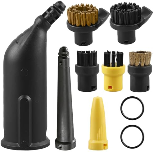 10 Stück Zubehör für Kärcher Dampfreiniger SC1 SC2 SC3 SC4 SC5, Ersatzteile Set mit Verlängerte Düse, Gebogener Düse, Rundbürsten und Fugen Düse, Profi Reinigungsset