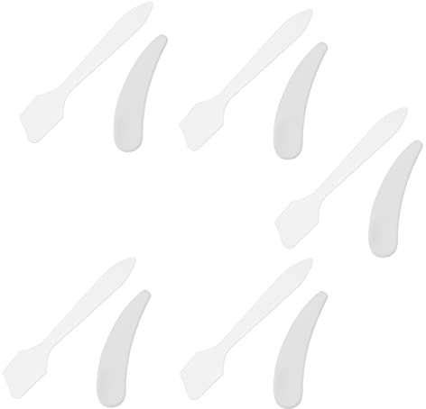 Healvian Cucharas Para Maquillaje y Crema Facial 10 Piezas Tamaño Pequeño Cucharas Transparentes y Blancas Para Mascarilla y Cuidado Facial Viaje