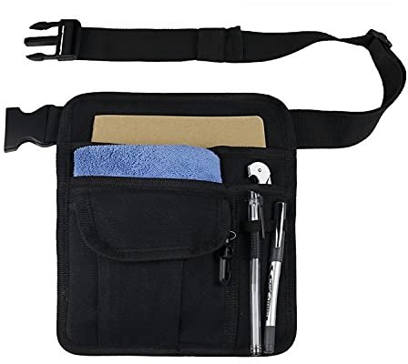 Sheenburphy Restaurant Server Apron Waiter Waist Money Pouch Bag Adjustable Belt Check Holder Gardening Tool Belt(Black)