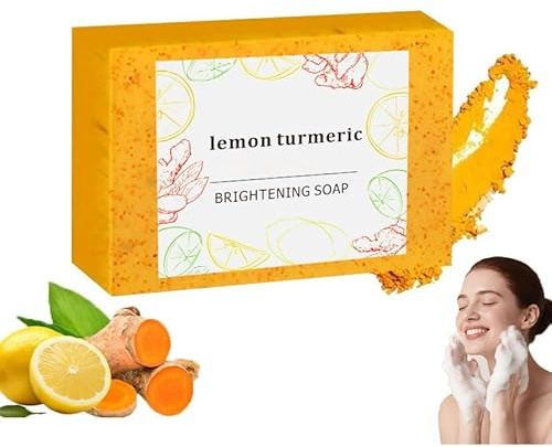 Saponetta illuminante alla curcuma e limone, sapone alla curcuma per uniformare il tono della pelle, saponetta esfoliante naturale con vitamina C, per viso, mani e corpo. (1PCS)