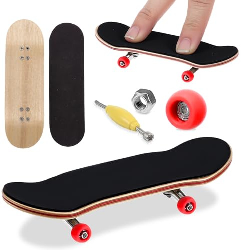 Mini Finger Skateboard, Creative Fingerboard, Professional Finger Skateboard, Maple Wood Finger Toy, for Skateboarding Enthusiasts, Children's Birthday Gifts, Mini Games Children's Toy (Red)