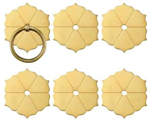 SUPERFINDINGS 6 Stück Messing Griff Unterlegscheiben Möbel Dekoration Abstandshalter 60mm 2.4 mit 6mm Loch Antik Bronze Knopf Unterlegscheiben Dekorative Kleeblatt Metall Hardware Rückschild