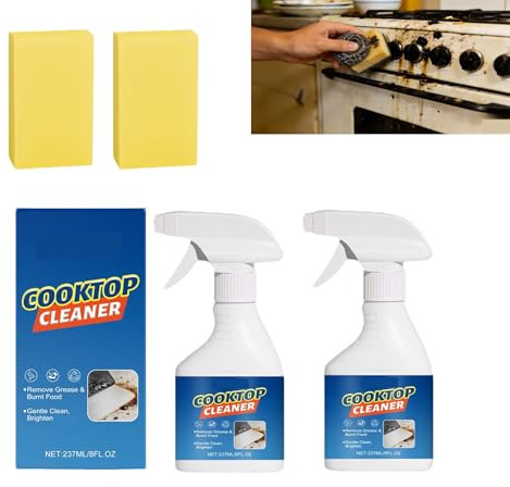 Nettoyant puissant pour plaques de cuisson vitrocéramiques, à induction et électriques. Crème non abrasive qui élimine les graisses brûlées et les taches tenaces, pour une brillance sans traces (PCS2)