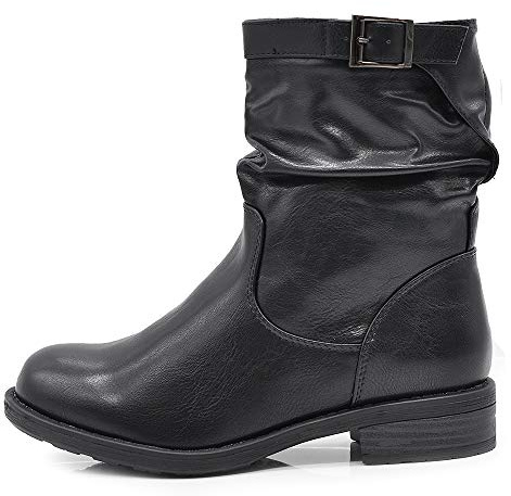 IF Stivali Stivaletti Anfibi Biker Motociclista Caviglia Con fibia Da Donna G527 Nero N.39