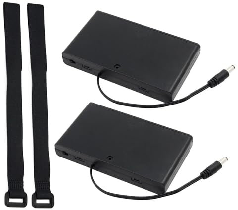 KEESIN AA 12V Batterie Halter Fall Kunststoff Batterie Aufbewahrungsbox mit DC Stecker und Befestigung Kabelbinder (8 Solts * 2 Stück)