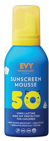 EVY Babies e Kids Protezione Solare Mousse SPF 50 - senza profumo - protezione solare resistente al sudore e all'acqua per bambini dai 6 mesi in su
