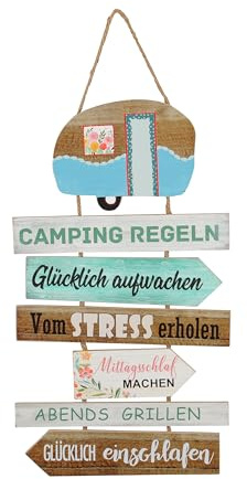 Posiwio Campingregeln, 60 x 35 cm, Schild zum Hängen | zum Hängen