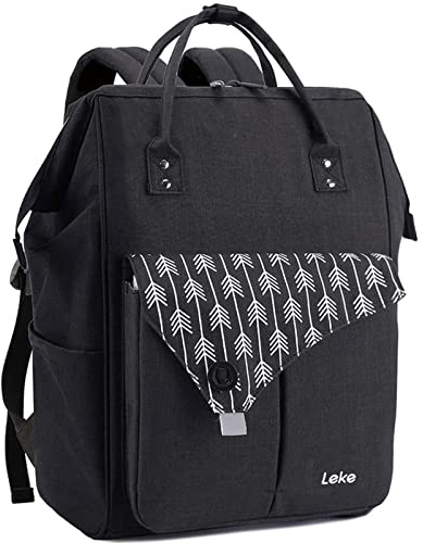 Lekesky Laptop-Rucksack für Damen mit 15,6-Zoll-Laptopfach, Schwarz | Wasserabweisender Arbeitsrucksack mit großer Öffnung und Anti-Diebstahl-Fach, auch als Schulrucksack für Uni, Büro und Reisen
