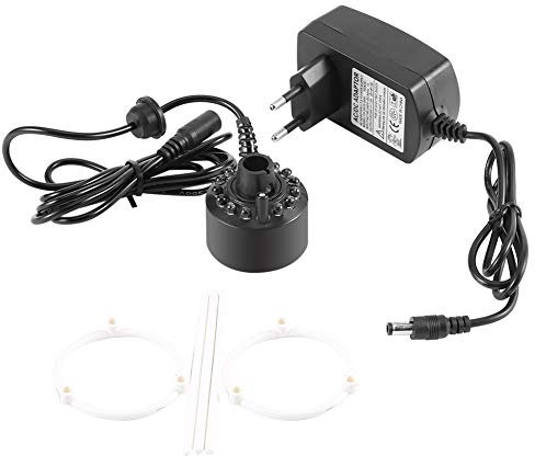 Nebulizzatore colorato, 12 LED Fogger Fontana per acqua Stagno Umidificatore atomizzatore, Vaso per pesci Rockery Vaso Compleanno Fogger Decorazione atomizzatore con alimentatore(A)