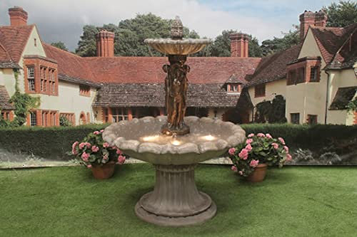 LARGE 3 GRACE FOUNTAIN SELF CONTAINED STONE WATER FEATURE GARDEN ORNAMENT