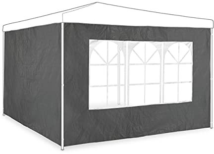 relaxdays Paroi latérale tonnelle en Lot de 2, H x L : 2 x 3 m, Panneau pour pavillon avec fenêtre, imperméable, Gris