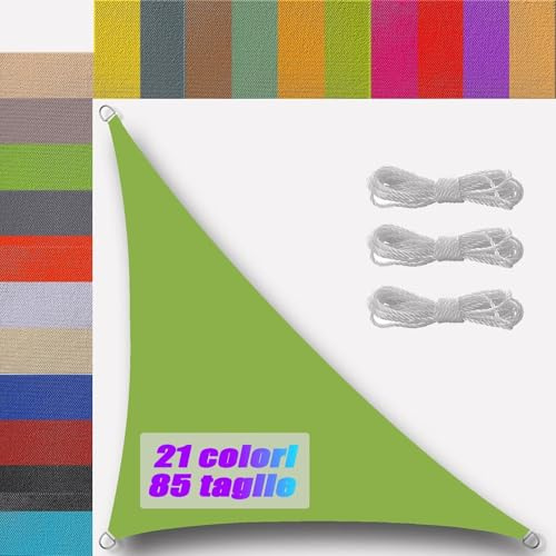tenda a vela per esterno Impermeabile Triangolare 4x4x5.7m protezione solare 98% Anti UV Varie Dimensioni con Corde tenda triangolare per esterni esterno giardino bordo balconi patio Verde