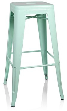 hjh OFFICE 645017 Barhocker VANTAGGIO HIGH Metall Pastellgrün matt Retro-Hocker im Industry-Design, stapelbar