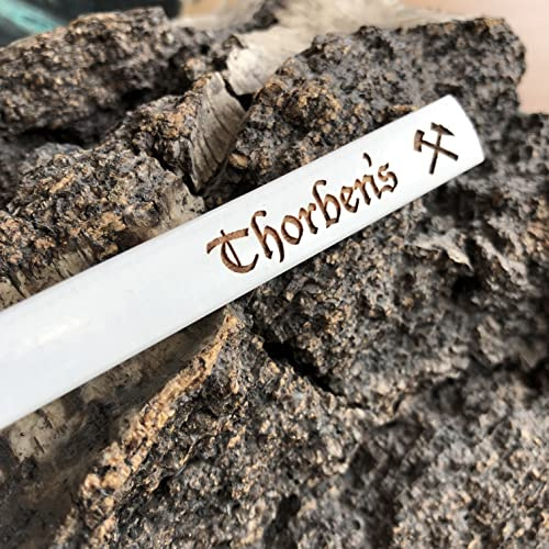 Mr.Zollstock Zimmermannsbleistift personalisiert 24 cm Länge mit Gravur ungespitzt Baubleistift Männer Geschenk Vatertag Handwerker (weiß)
