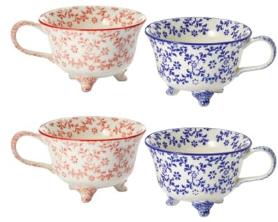 cha cult 2 X teemando® Becher mit Fuß Yasu Keramik, 2-fach sortiert 0,23 l H 7,5 cm, Ø 8 cm = 4 Becher