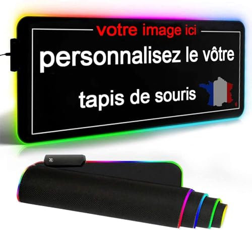 Rgzqrq Personnalisé Tapis De Souris De Jeu RGB LED étendu Créez Votre Propre Tapis De Souris De Jeu Personnalisé, Un Cadeau Personnalisé pour Les Amateurs De Jeux 90cm X 35cm X 0.4cm