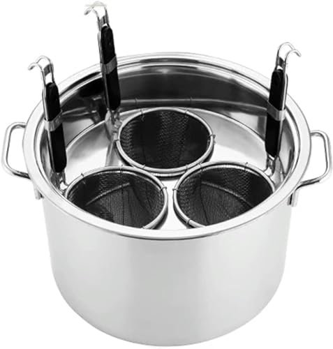 UNbit Pentole, Cuoci Pasta In Acciaio Inox Con Inserti, Pentola Con Divisore E Filtro Scolapasta, Pentola A Induzione Resistente, Compatibile Con Piani Cottura In Ceramica, Vetro E Alogeni (Color : 3