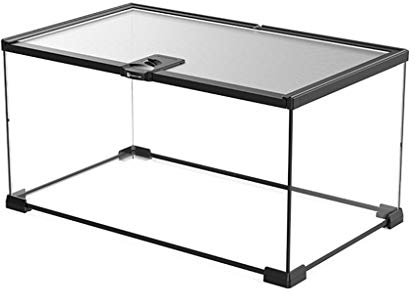 Reptilien-Terrarium, ansprechender Lebensraum für Reptilien aus Glas, sichere Fütterung, transparent, einfach zu montieren (schwarz, 30 x 30 x 29 cm)