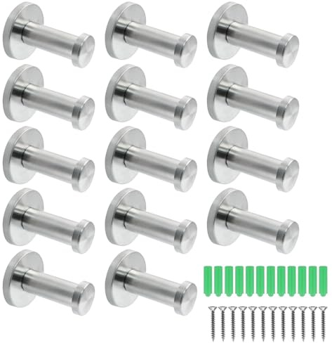 NAMYEUT 14 Stück 54mm Garderobenhaken Einzeln Edelstahl, Kleiderhaken Bad Wandhaken zum Schrauben, Handtuchhaken Wandmontage Kleiderhaken für Badezimmer Küche Dusche Büro