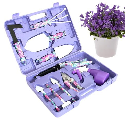 Kit de herramientas para plantas, juego de herramientas de jardín | 10 pequeñas herramientas para trasplantar, herramientas de jardinería de acero inoxidable con mango ergonómico antideslizante,