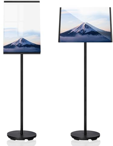 THCTYRP A3 Präsentationsständer, Vertikales Schild Aluminium Schwarz | Vertikales Schild Infoständer Nachrichtentafel Anschlagtafel, Verstellbarer Winkel, Stabiles A3-Nachrichtenschild