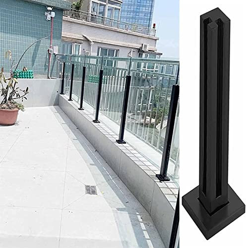 Schwarzes Edelstahl-Glas-Balustraden-Pfosten-Set, Terrasse, Veranda, Handlauf mit Beschlägen, Glasscheiben im Lieferumfang enthalten