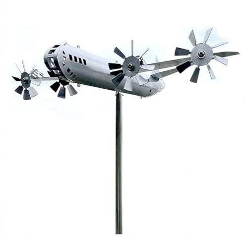 Einzigartige FlugzeugwindmüHle, Magisches Windspiel Metall, Windrad Gartendeko, WindmüHle, füR Terrassen Und Gartenterrassendekoration