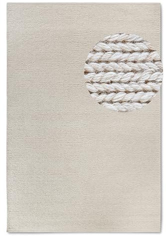 Villeroy & Boch Francois - Alfombra de Lana Natural para salón, Tejida a Mano y respetuosa con el Medio Ambiente, para salón, Dormitorio, Comedor, Pasillo, Cocina, Color Blanco Natural, 160 x 230 cm