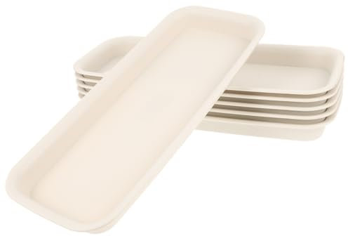 BEBEMOKO Lot De 6 Plateaux Dégouttage pour Plantes Soucoupes Rectangulaires Longues Et Étanches pour Pots De Fleurs