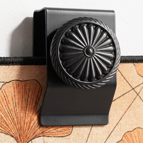 Abrazaderas para colgar tapiz, paquete de 4 perchas para colgar en la pared, clips de pared de metal para colgar, alfombra y exhibición de alfombras (negro)