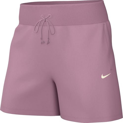 Nike Sportswear Phoenix Fleece Damen-Shorts Mit Hohem Bund, Elemental Pink/Sail, FD1409-699, L