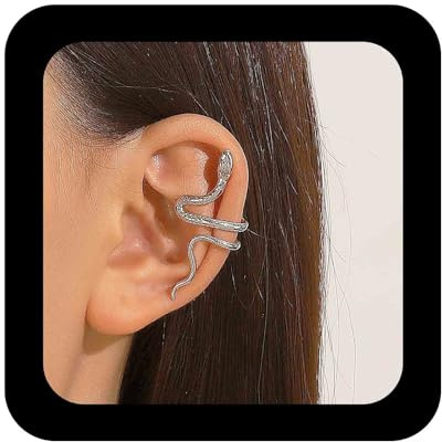 Enautoabs Punk Schlange Manschettenohrring Vergoldet Schlange Knorpelmanschette Ohrring Schlangenmanschette Clip Ohrring Gothic Schlange No Piercing Ohrring Tier Ohrring Schmuck Für Frauen