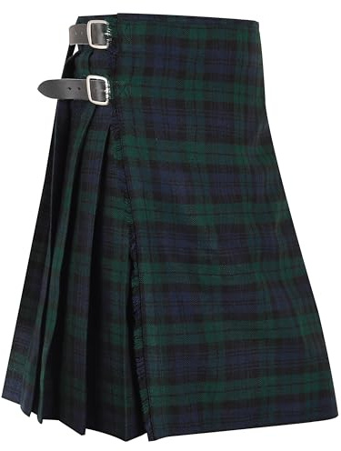 Magnificent Sport Men’s Scottish Black Watch Tartan Kilt 5 Yard Traditional Highland Wear with Adjustable Leather Straps Skirt (UK, Numeric, 34, Regular, Regular, Black Watch)