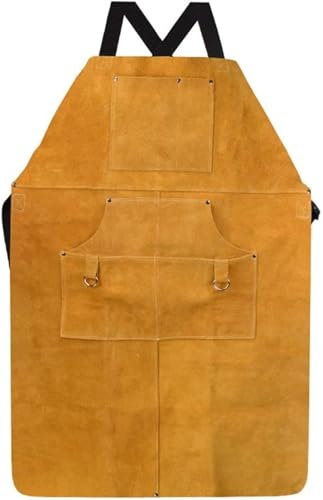 RYRYR Arbeitsschürze, Holzbearbeitungs-, Tischler-, Arbeiter-, Werkzeugschürzen, 1 Stück, 90 x 60 cm, Leder, Schweißer, Handwerker, Schweißer, Brustschutz, Gartenaufbewahrung for Männer und Frauen