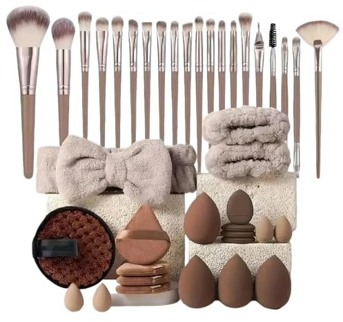 Pinceaux de maquillages, Ensemble D'outils de Pinceaux de Fond de Teint, Ensemble D'outils de maquillages 40 Pièces, Applicateurs de maquillages avec Bandeau, Accesso