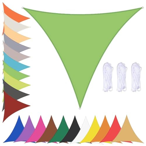 Tenda parasole triangolare impermeabile, per patio, giardino, 6 x 6 x 6 m, verde, con occhielli, protezione UV al 90% e tende da sole per vela ombreggiante