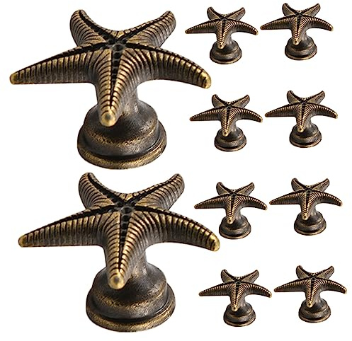 NUOBESTY Vintage Kommodenknöpfe Metall Schrankknopf Seestern Stil Einloch Möbelgriff Für Schubladen Kleiderschrank Retro Dekorative Kleine Türknöpfe Einfach Montage 10 Stück