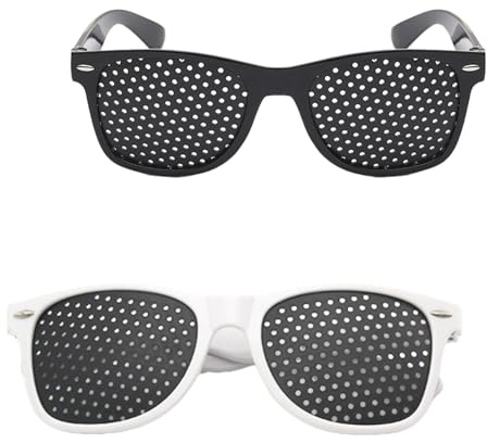 2 Stück Lochbrille Rasterbrille Augentraining,Original Pinhole Glasses zur Sehverbesserung & Augenentspannung,Gitterbrille gegen Reisekrankheit,Rasterbrille Lochbrille für Augentraining im Alltag