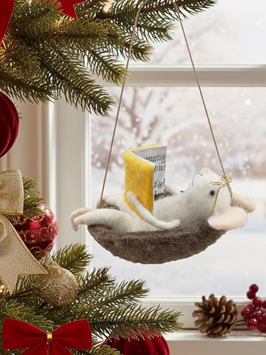 POMMERNTRAUM ® | Sammlerfigur Weihnachtsdekoration Dekofigur Filzfigur Filzmaus Baumhänger Christbaumhänger Weihnachtsbaumhänger (Ludwig)