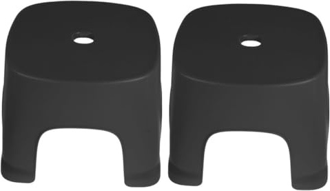 WOONEKY 2 pièces Tabouret de Toilette Plastique Noir Antidérapant Petit Escabeau Léger et Robuste pour Salle de Bain et Wc Marchepied Polyvalent pour Adultes