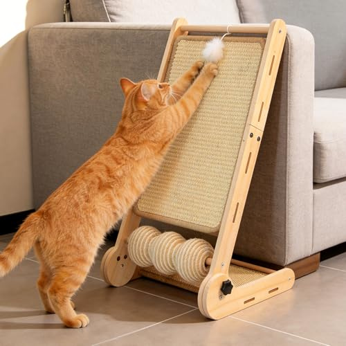 DONWEI L-förmiges Sisal Katzen Kratzbrett 60cm faltbar für Wand & Ecke | L-förmiges Design, abnehmbare kratzfeste Sisalmatte, faltbar für alle Katzen