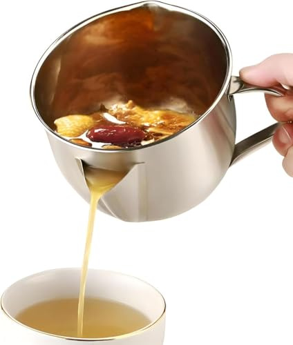 Separatore per salsa, separatore di grasso con manico resistente al calore, filtro per olio per una cucina sana, rimozione del grasso della zuppa, creatore di brodo trasparente, brocca filtro grasso